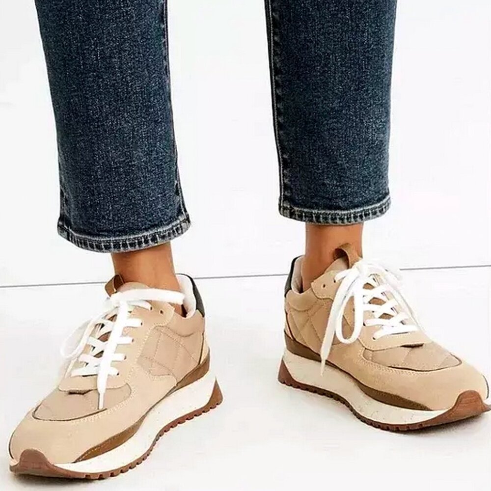Madewell Beige and White Sneakers